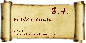 Bellán Arnold névjegykártya